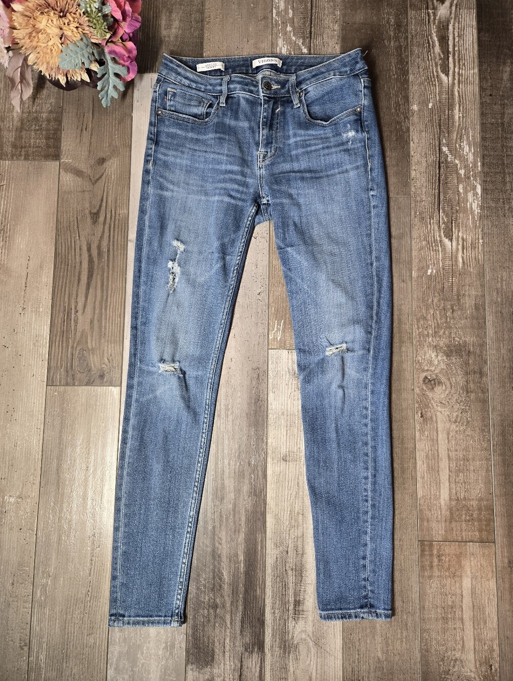 Vigoss Jagger Skinny Medium‑Wash Distressed Jeans Women’s Size 28